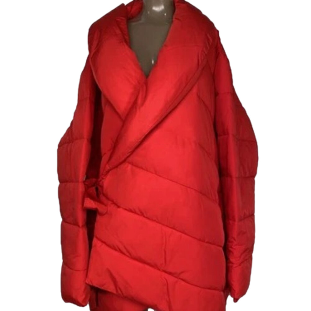 New Universal Standard Women's Coat Vermilion Red Size Xl Kanda Puffer Wrap